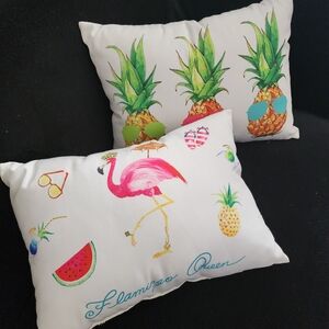 Stratford Tropical Flamingo and Pineapple Throw Pillows New No Tags